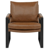 Rosalind Track Arm Accent Chair - Brown Leatherette on Slim Metal Frame – view 3