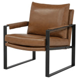 Rosalind Track Arm Accent Chair - Brown Leatherette on Slim Metal Frame – view 4