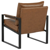 Rosalind Track Arm Accent Chair - Brown Leatherette on Slim Metal Frame – view 6