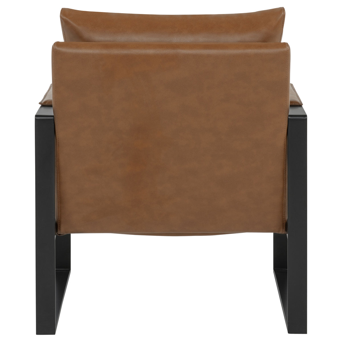 Rosalind Track Arm Accent Chair - Brown Leatherette on Slim Metal Frame – view 7