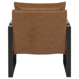 Rosalind Track Arm Accent Chair - Brown Leatherette on Slim Metal Frame – view 7