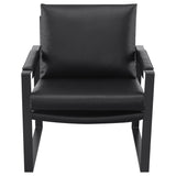 Rosalind Track Arm Accent Chair - Black Leatherette on Exposed Gunmetal Metal Frame – view 3