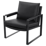 Rosalind Track Arm Accent Chair - Black Leatherette on Exposed Gunmetal Metal Frame – view 4