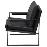 Rosalind Track Arm Accent Chair - Black Leatherette on Exposed Gunmetal Metal Frame – view 5