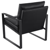 Rosalind Track Arm Accent Chair - Black Leatherette on Exposed Gunmetal Metal Frame – view 6
