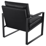 Rosalind Track Arm Accent Chair - Black Leatherette on Exposed Gunmetal Metal Frame – view 7