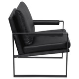 Rosalind Track Arm Accent Chair - Black Leatherette on Exposed Gunmetal Metal Frame – view 8