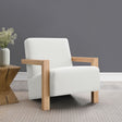 Fitzroy Boucle Accent Arm Chair with Exposed Wood Arms - Modern Ivory with Blonde Frame – view 1