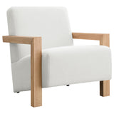 Fitzroy Boucle Accent Arm Chair with Exposed Wood Arms