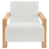 Fitzroy Boucle Accent Arm Chair with Exposed Wood Arms - Modern Ivory with Blonde Frame – view 3