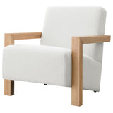 Fitzroy Boucle Accent Arm Chair with Exposed Wood Arms - Modern Ivory with Blonde Frame – view 4