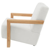 Fitzroy Boucle Accent Arm Chair with Exposed Wood Arms - Modern Ivory with Blonde Frame – view 5