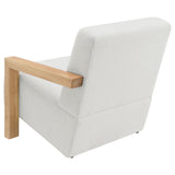 Fitzroy Boucle Accent Arm Chair with Exposed Wood Arms - Modern Ivory with Blonde Frame – view 6