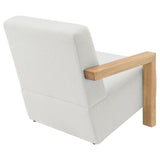 Fitzroy Boucle Accent Arm Chair with Exposed Wood Arms - Modern Ivory with Blonde Frame – view 7