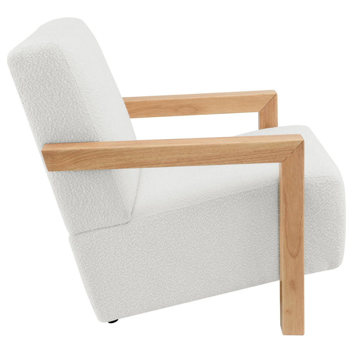 Fitzroy Boucle Accent Arm Chair with Exposed Wood Arms - Modern Ivory with Blonde Frame – view 8