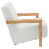 Fitzroy Boucle Accent Arm Chair with Exposed Wood Arms - Modern Ivory with Blonde Frame – view 8