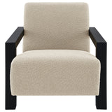 Fitzroy Boucle Accent Arm Chair - Exposed Black Wood Arms in Latte, Modern Minimalist Seating – view 3