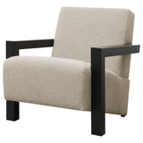 Fitzroy Boucle Accent Arm Chair - Exposed Black Wood Arms in Latte, Modern Minimalist Seating – view 4