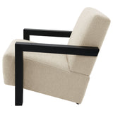 Fitzroy Boucle Accent Arm Chair - Exposed Black Wood Arms in Latte, Modern Minimalist Seating – view 5