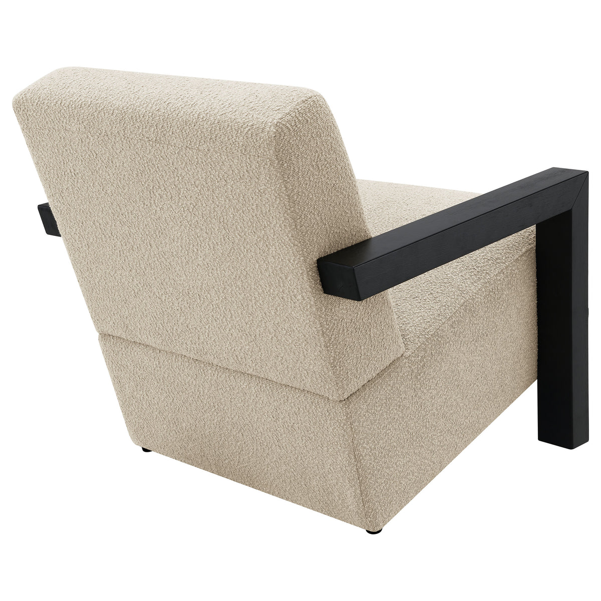 Fitzroy Boucle Accent Arm Chair - Exposed Black Wood Arms in Latte, Modern Minimalist Seating – view 7