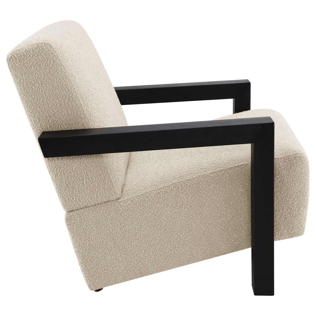 Fitzroy Boucle Accent Arm Chair - Exposed Black Wood Arms in Latte, Modern Minimalist Seating – view 8