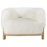 Lawler Barrel Back Boucle Accent Chair - Sculptural Ivory Upholstery on Natural Oak Base – view 3