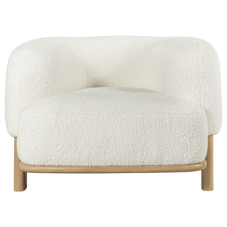 Lawler Barrel Back Boucle Accent Chair - Sculptural Ivory Upholstery on Natural Oak Base – view 3