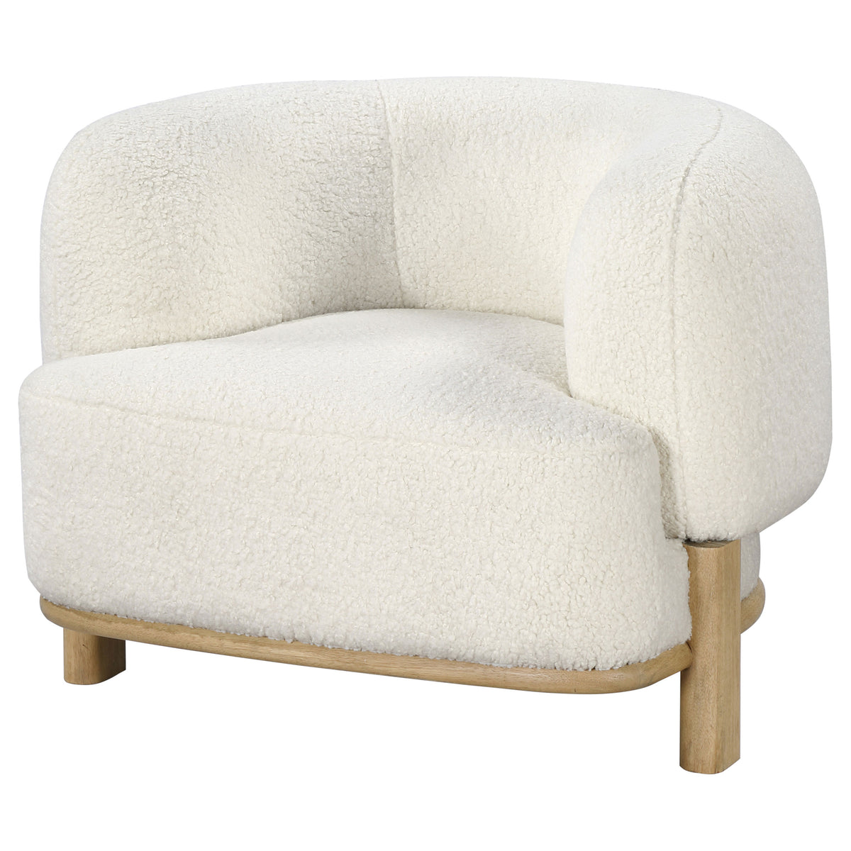 Lawler Barrel Back Boucle Accent Chair - Sculptural Ivory Upholstery on Natural Oak Base – view 4