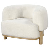 Lawler Barrel Back Boucle Accent Chair - Sculptural Ivory Upholstery on Natural Oak Base – view 4