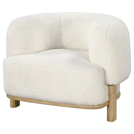 Lawler Barrel Back Boucle Accent Chair - Sculptural Ivory Upholstery on Natural Oak Base – view 4