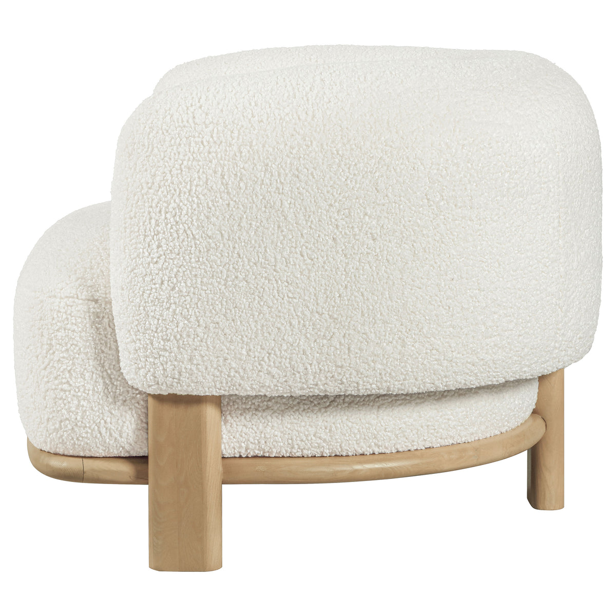 Lawler Barrel Back Boucle Accent Chair - Sculptural Ivory Upholstery on Natural Oak Base – view 5