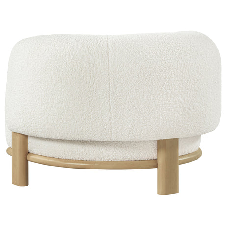 Lawler Barrel Back Boucle Accent Chair - Sculptural Ivory Upholstery on Natural Oak Base – view 6