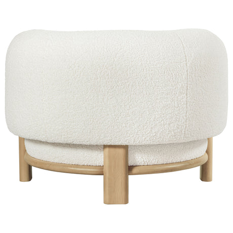 Lawler Barrel Back Boucle Accent Chair - Sculptural Ivory Upholstery on Natural Oak Base – view 7