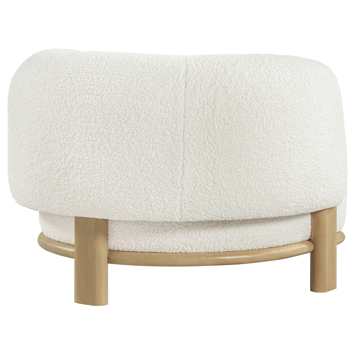 Lawler Barrel Back Boucle Accent Chair - Sculptural Ivory Upholstery on Natural Oak Base – view 8