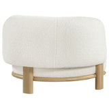 Lawler Barrel Back Boucle Accent Chair - Sculptural Ivory Upholstery on Natural Oak Base – view 8