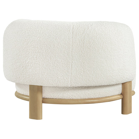 Lawler Barrel Back Boucle Accent Chair - Sculptural Ivory Upholstery on Natural Oak Base – view 8