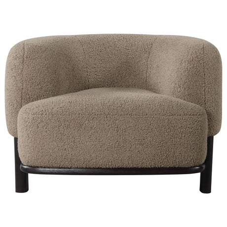 Lawler Barrel Back Accent Chair - Brown Boucle with Black Base, Sculptural Lounge Seating – view 3