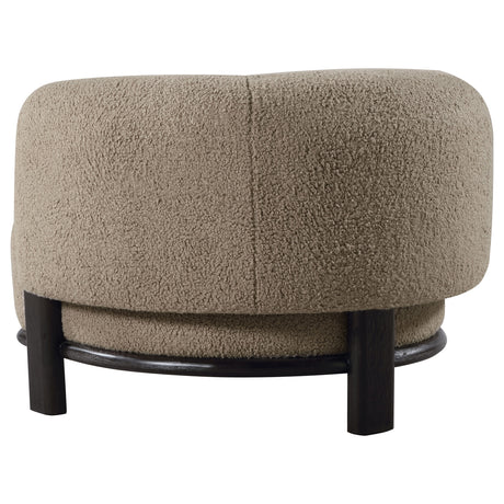 Lawler Barrel Back Accent Chair - Brown Boucle with Black Base, Sculptural Lounge Seating – view 6
