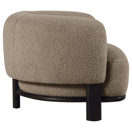 Lawler Barrel Back Accent Chair - Brown Boucle with Black Base, Sculptural Lounge Seating – view 9