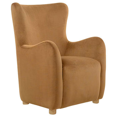 Thornton Velvet Wingback Lounge Chair - Cognac