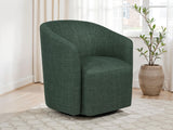 Mossbrook Barrel-Back Swivel Accent Chair - Green Fabric, Compact Modern Lounge Chair – view 1