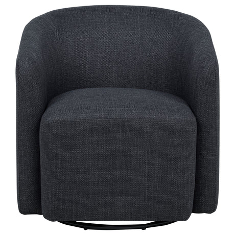Mossbrook Swivel Barrel Accent Chair - Anthracite Grey Fabric, Compact Modern Lounge Chair – view 3