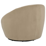 Myernick Velvet Barrel Swivel Accent Chair - Camel with Black Metal Swivel Base – view 3