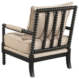 Blanchett Bobbin Accent Chair - Beige Fabric with Turned Black Wood Arms & Legs – view 6