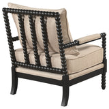 Blanchett Bobbin Accent Chair - Beige Fabric with Turned Black Wood Arms & Legs – view 7