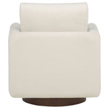 Iris Swivel Accent Chair - Rounded Ivory Upholstery with Track Arms on Coffee Wood Base – view 7