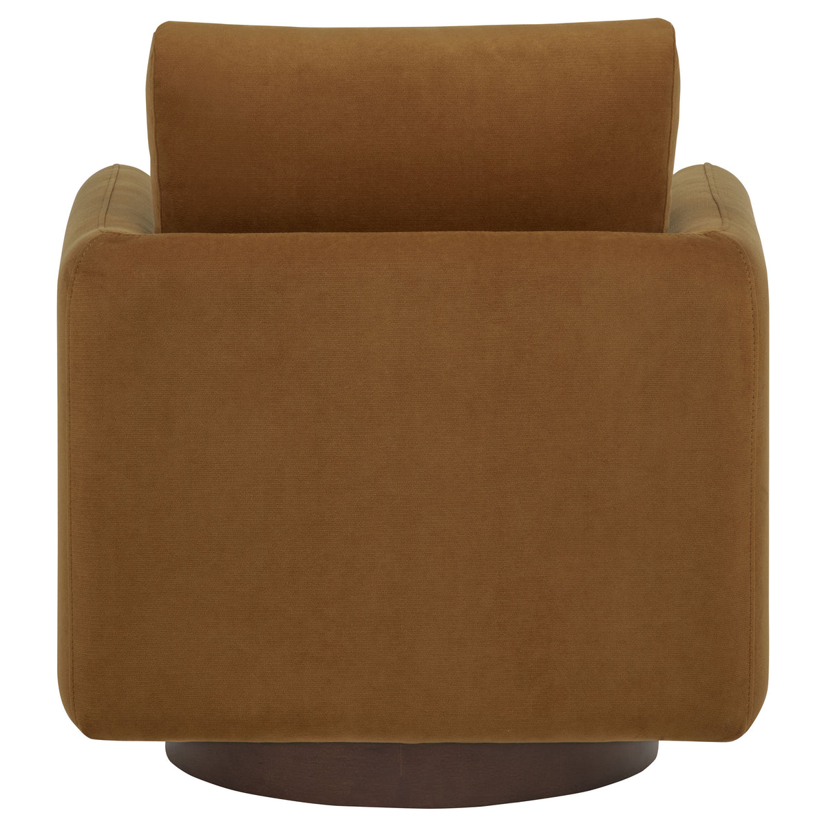 Iris Swivel Accent Chair - Rounded Track Arm Design in Rust Fabric with Coffee Wood Base – view 7