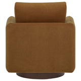 Iris Swivel Accent Chair - Rounded Track Arm Design in Rust Fabric with Coffee Wood Base – view 7
