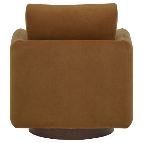 Iris Swivel Accent Chair - Rounded Track Arm Design in Rust Fabric with Coffee Wood Base – view 7