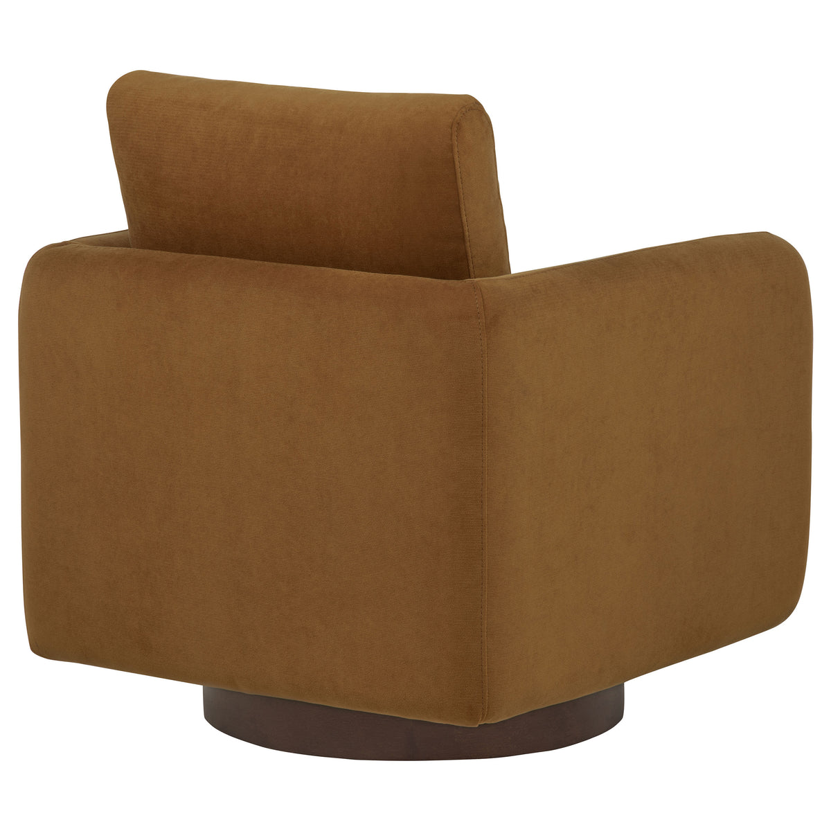 Iris Swivel Accent Chair - Rounded Track Arm Design in Rust Fabric with Coffee Wood Base – view 8